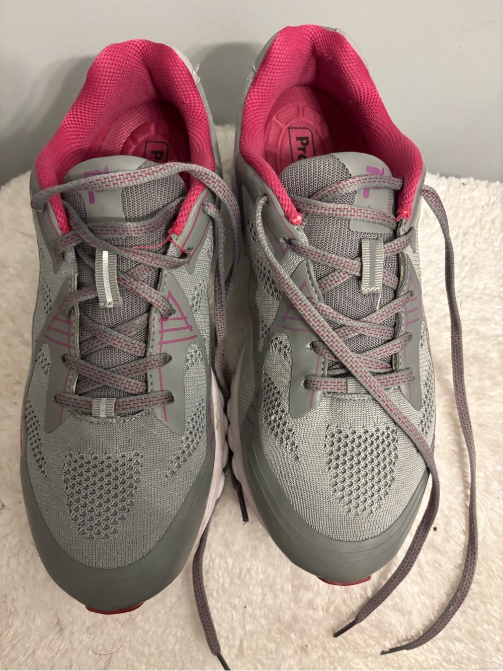 Gray and Pink Athletic Sneakers